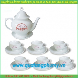 Bộ bình trà sứ in logo PTP3